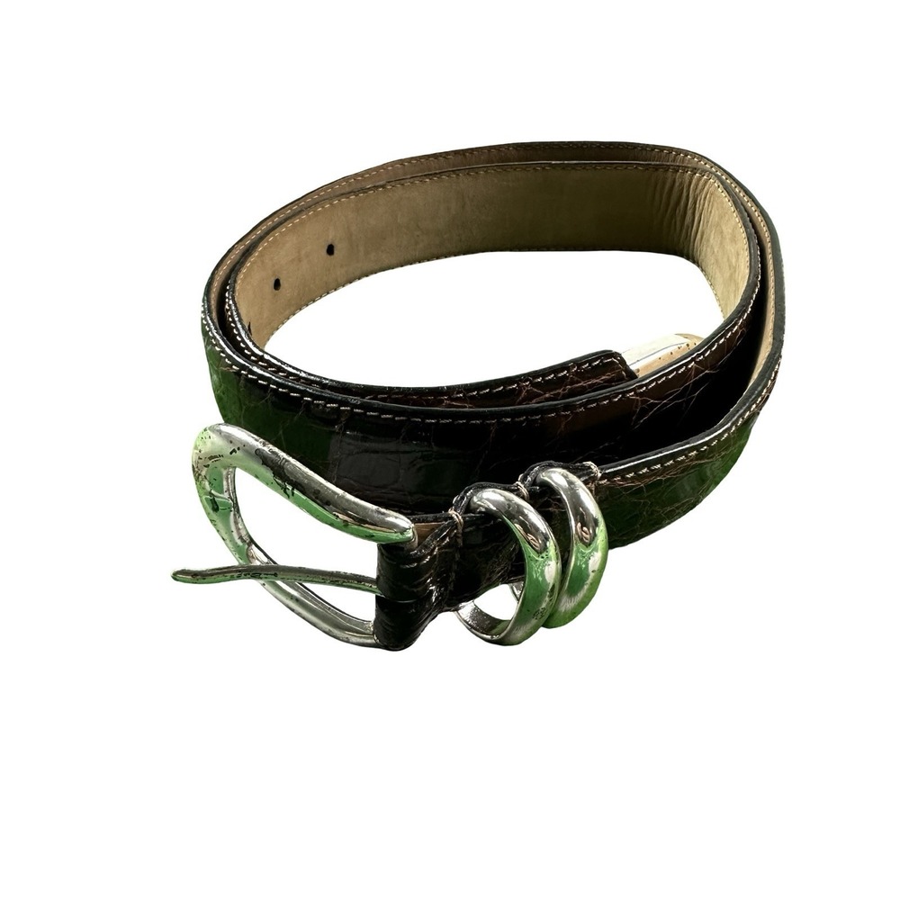 Bespoke Deep Brown Genuine Caiman Crocodile Mens Belt Size 32 NWOT